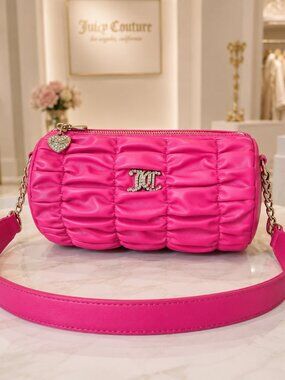 Juicy Couture Run the World Pink Flash Ruched Barrel Shoulder Bag NWT